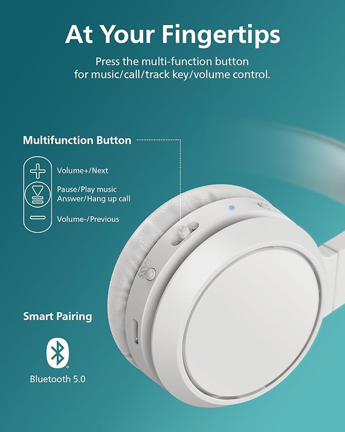 PHILIPS H4205 On-Ear Wireless Headphones with 32mm Drivers & BASS Boost on-Demand, White image 6