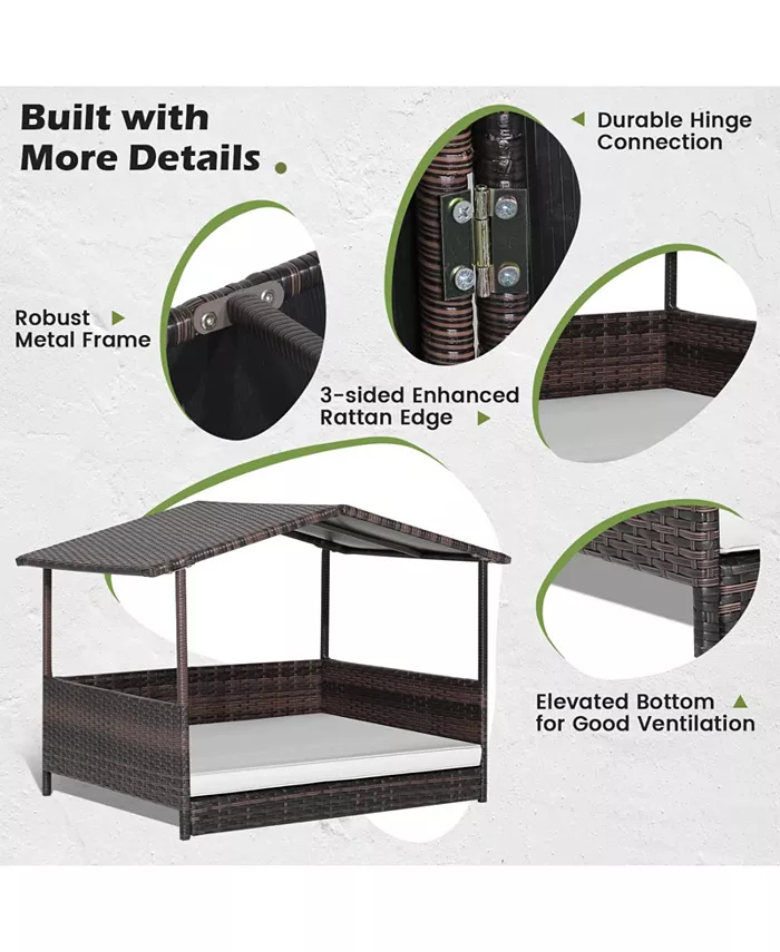  Ecooso Wicker Outdoor Dog House with Weatherproof Roof Shipped and sold by Kuyotq image 4