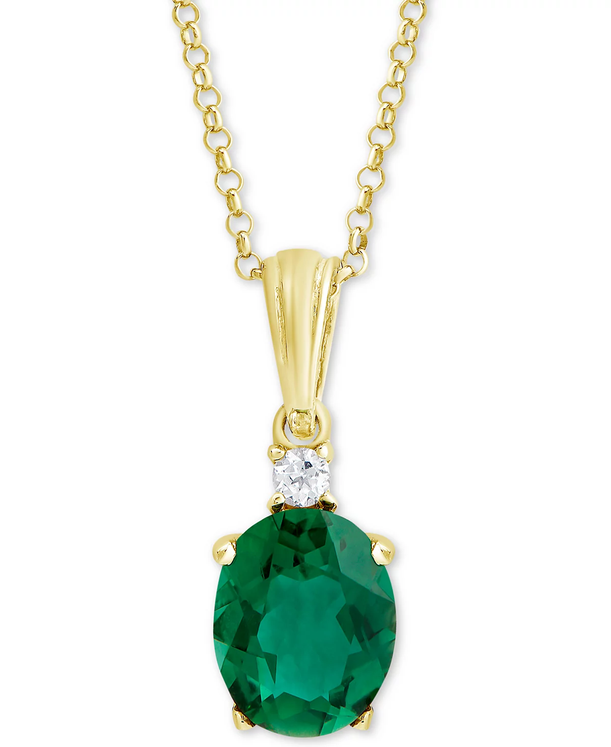 Macy's Green Quartz (2-3/8 ct. t.w.) & White Topaz Accent 18" Pendant Necklace in 18k Gold-Plated Sterling Silver image 1