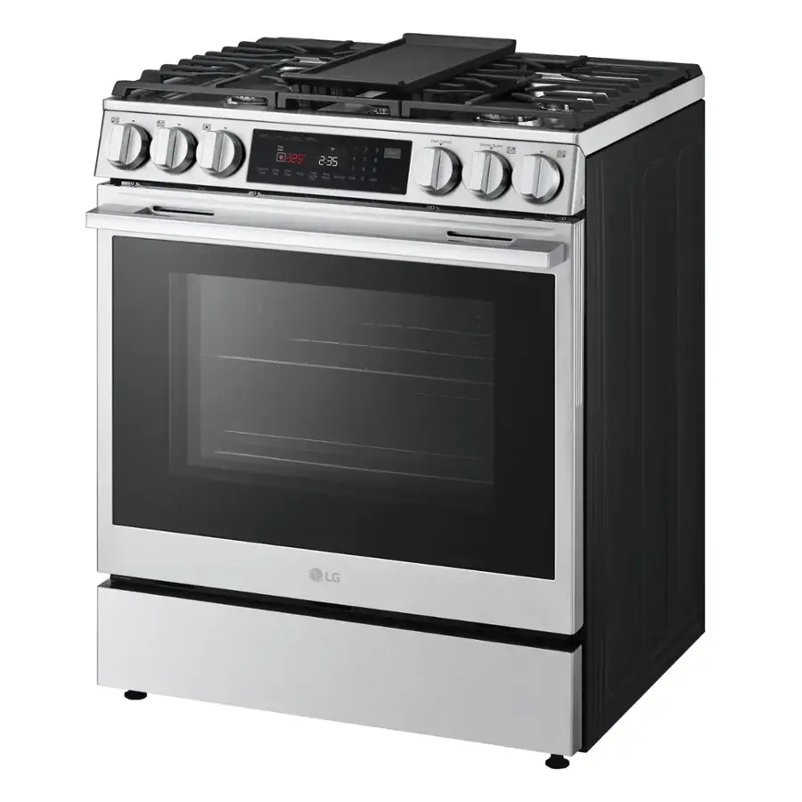 LG - 6.3 Cu. Ft. Slide-In Gas True Convection Smart Range with EasyClean, Air Fry, and Flex Control Knobs - Printproof Stainless Steel image 2