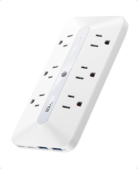 Anker Wall Charger, 300J Surge Protector, 10-in-1 Outlet Extender, 6 AC, 2 USB A, 2 USB C Ports, Wide-Spaced Outlets and 20W Fast Charging, Desk Charging Station, Home Office, Dorm, Room Essential image 1
