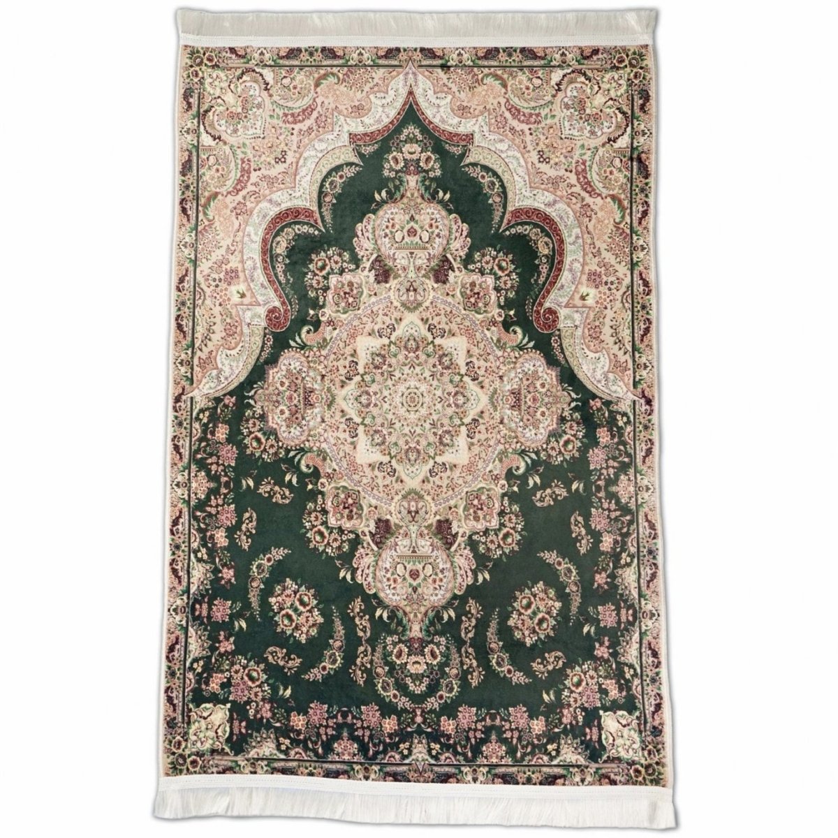 Muslim Prayer Rug - Green & Pink Floral Style image 4