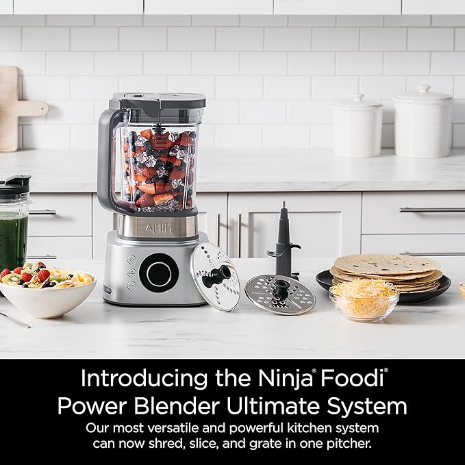Ninja Blender & Food Processor Combo, Foodi Power Blender System for Smoothies, Bowls, Spreads & Shakes, 6 Functions, 72-oz Glass Pitcher, To-Go Cups, Silver, SS401 image 2