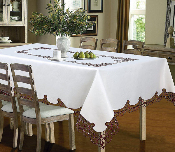 Holland Luxury Embroidered and Hand Cutwork Table cloth, Top Dinner Kitchen Table Cover image 3