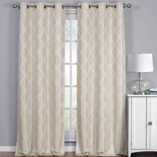 Paisley Thermal Blackout Jacquard Grommet Top Curtain Pair Panels image 2