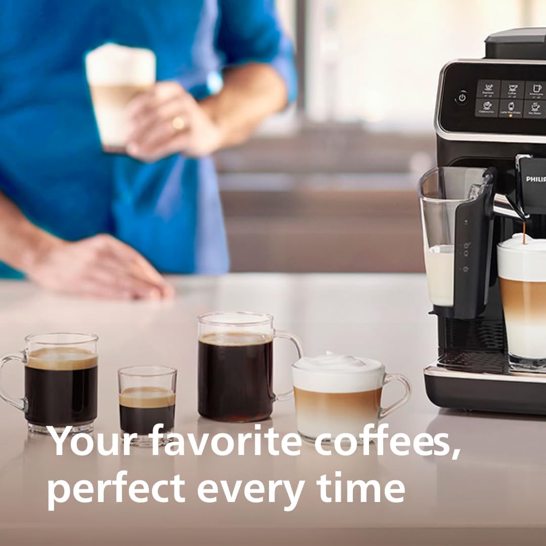Philips 3200 Series Fully Automatic Espresso Machine, LatteGo Milk Frother, 5 Coffee Varieties, Intuitive Touch Display, 100% Ceramic Grinder, AquaClean Filter, My Coffee Choice, Black (EP3241/54) image 4