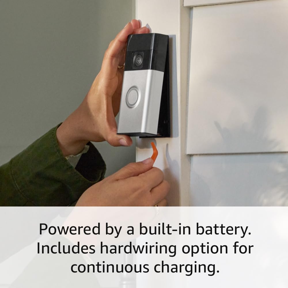 Ring Battery Doorbell, Head-to-Toe Video, Live View with Two-Way Talk, and Motion Detection & Alerts (newest model), Satin Nickel image 8