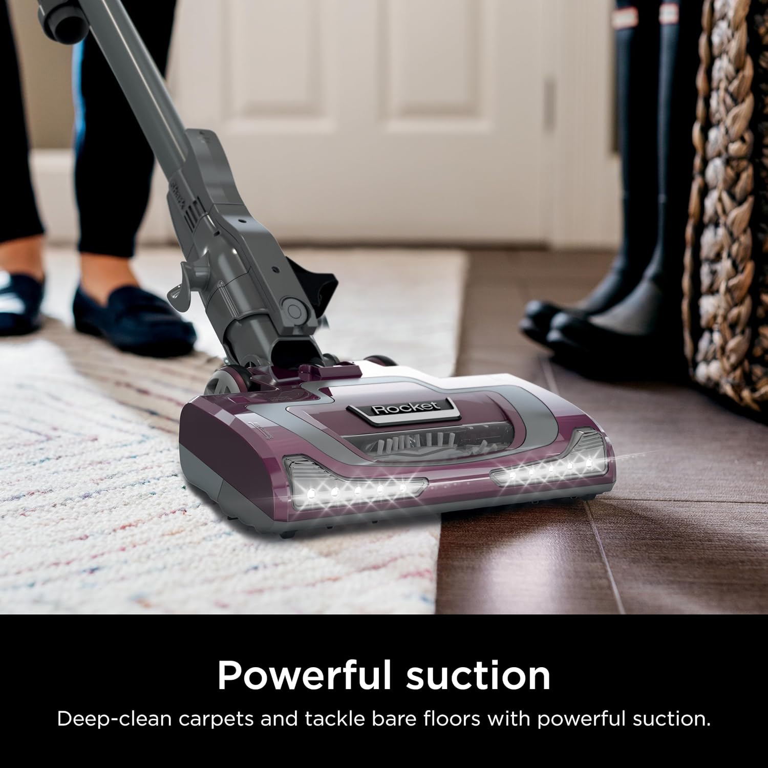 Shark HV322 Rocket Deluxe Pro Corded Stick Vacuum with LED Headlights, XL Dust Cup, Lightweight, Perfect for Pet Hair Pickup, Converts to a Hand Vacuum, with Pet Attachments, Bordeaux/Silver image 3