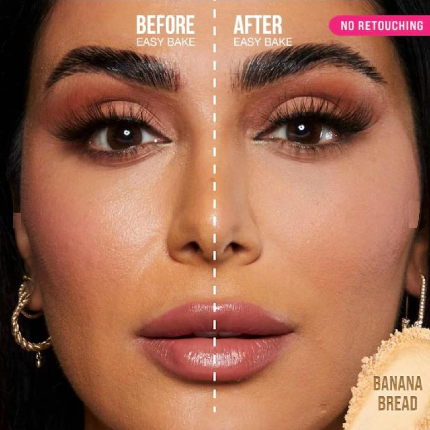 Huda Easy Bake Loose Baking & Setting Powder - Banana Bread (light, medium, and tan skin tones) - 0.71 oz / 20 g image 2