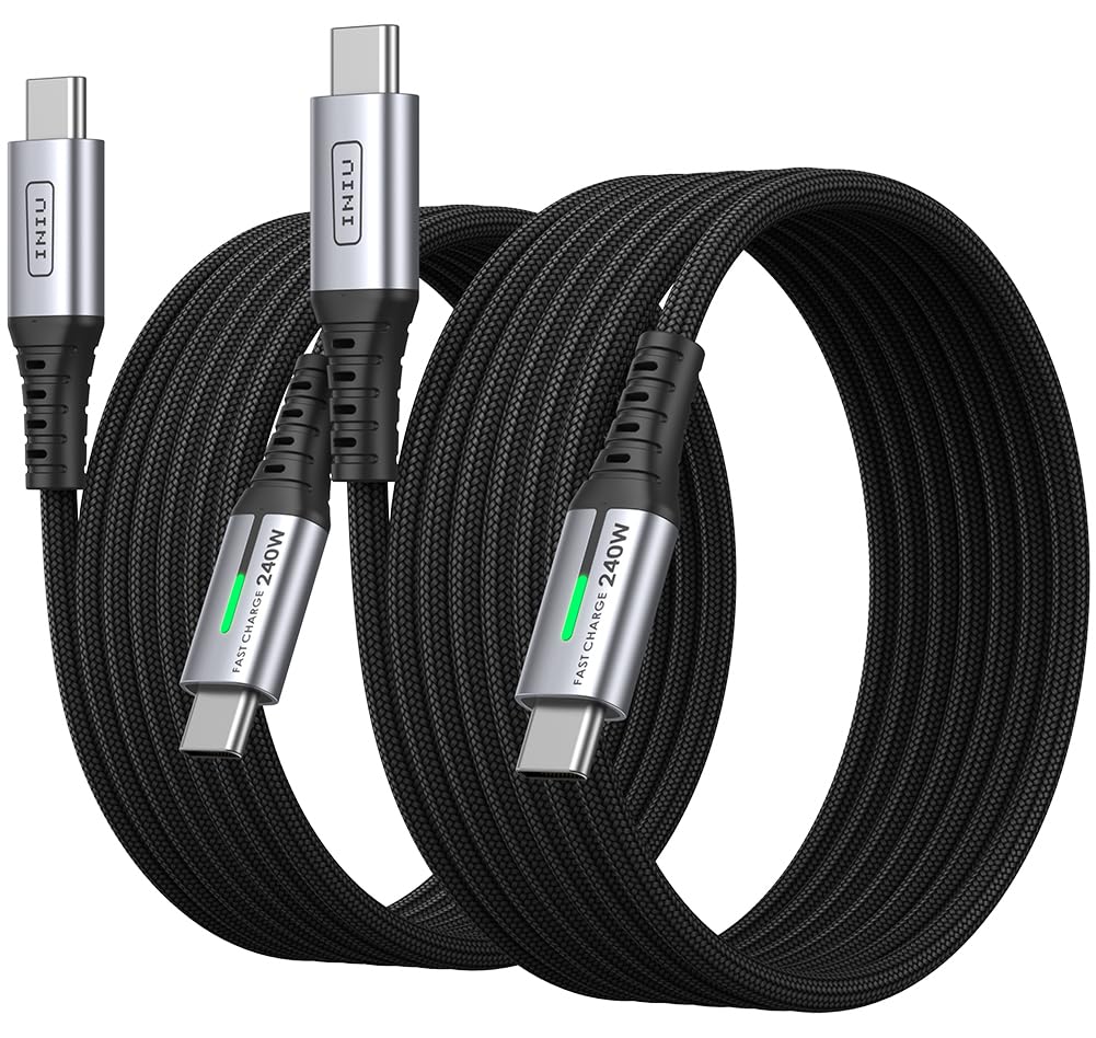 INIU USB C to USB C Cable, 240W Fast Charging [6.6ft, 2-Pack] Type C Charger Cord, Braided USBC Phone Charger Cable for iPhone 16 15 Pro Samsung S24 S23 Laptops MacBook iPad Switch Steam Deck etc. image 8