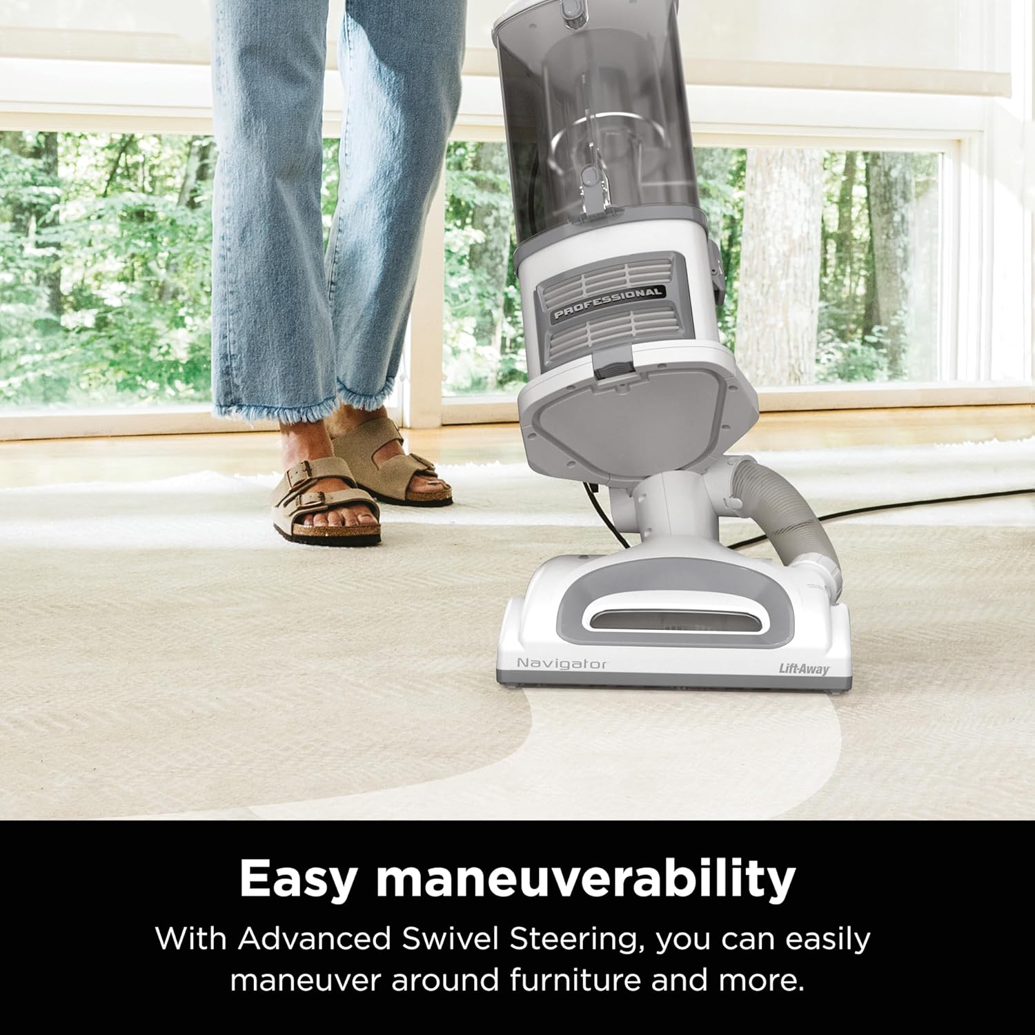 Shark | Upright Vacuum Cleaner | Navigator Lift-Away | Swivel Steering | HEPA Filter | Vacuum for Pet Hair | Crevice Tool & Dusting Brush Included | For Carpets & Hard Floors | White/Silver | NV356E image 2