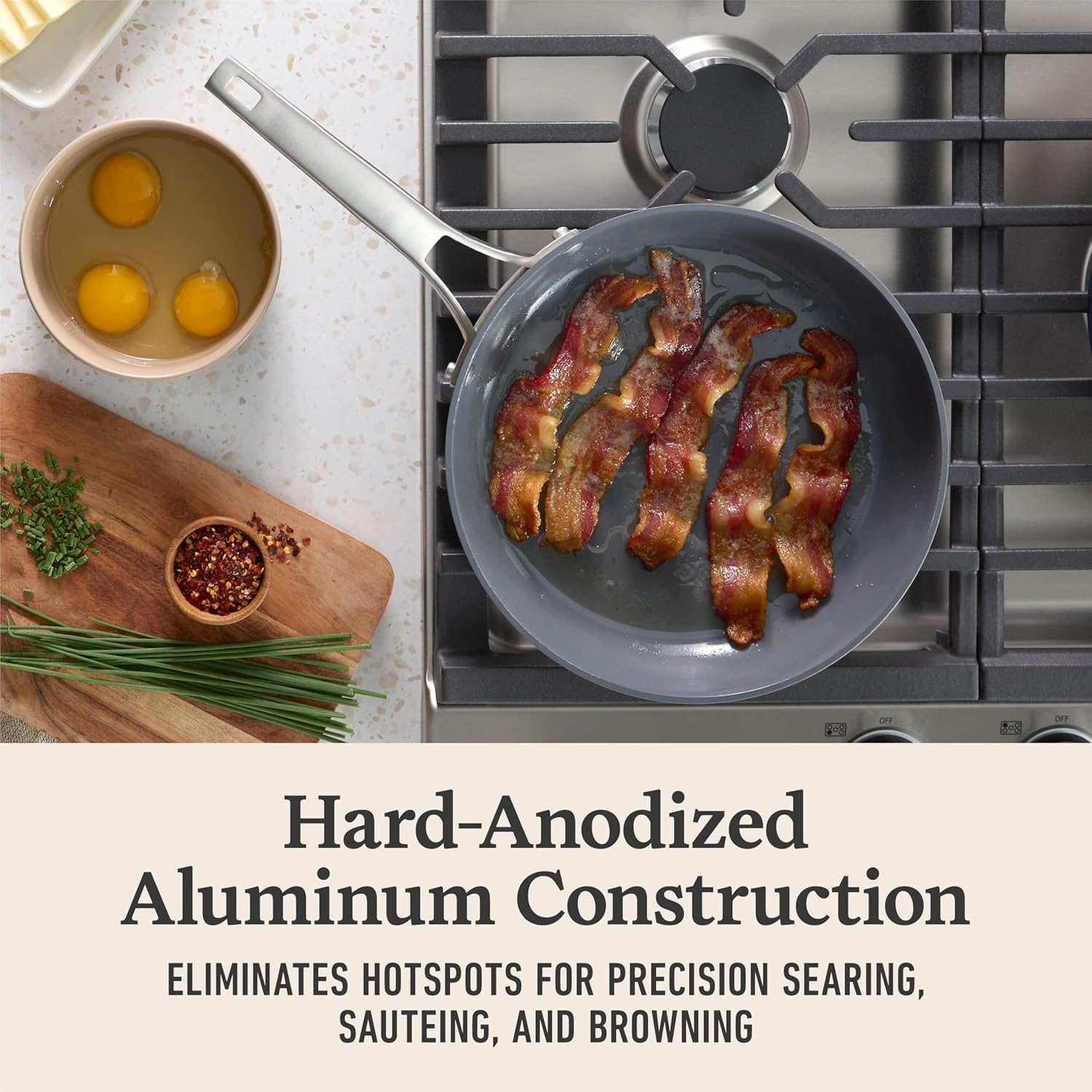 Calphalon® Premier Ceramic Nonstick 12" Frying Pan with Lid, Mushroom Grey image 3
