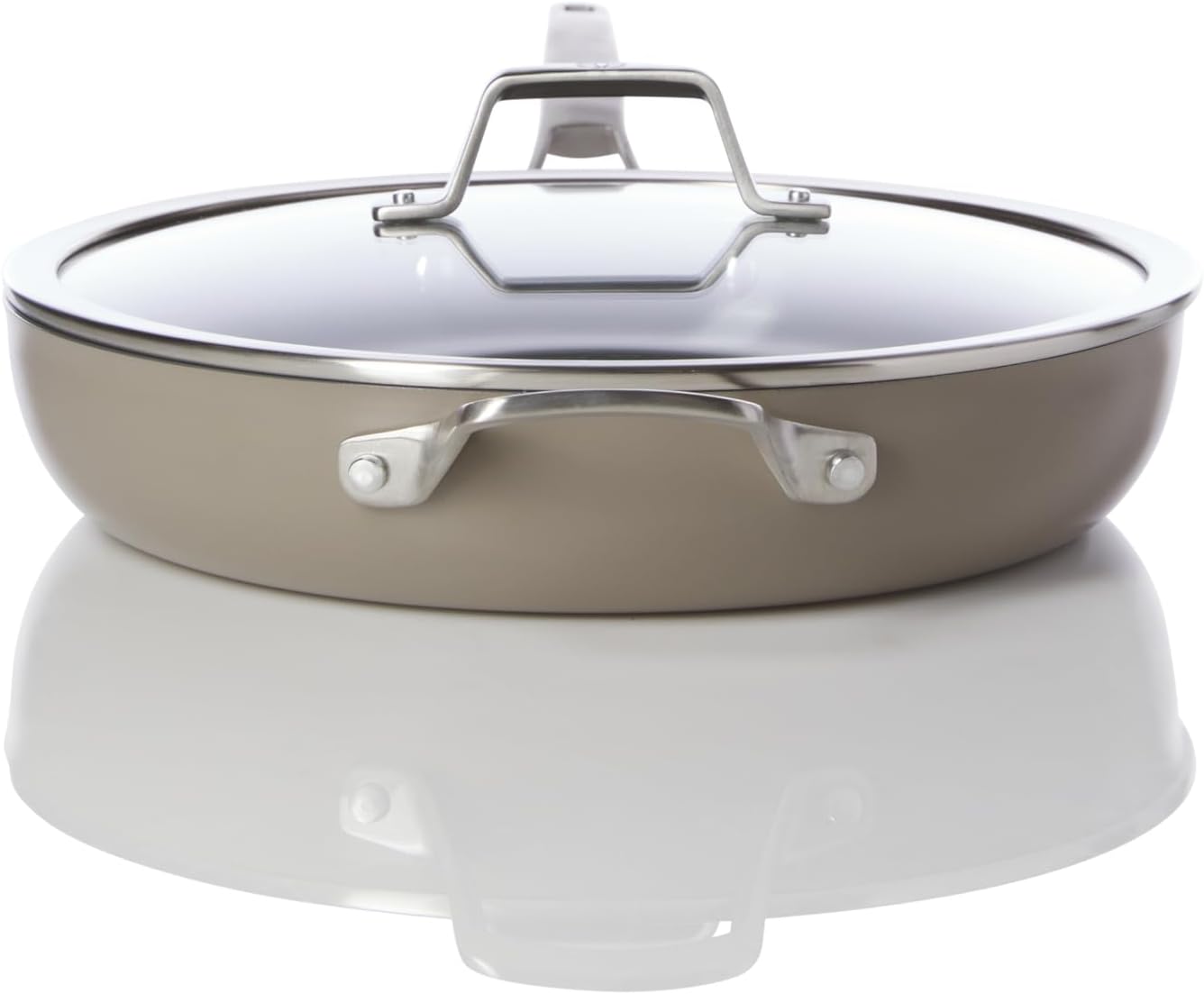 Calphalon® Premier Ceramic Nonstick 12" Frying Pan with Lid, Mushroom Grey image 4