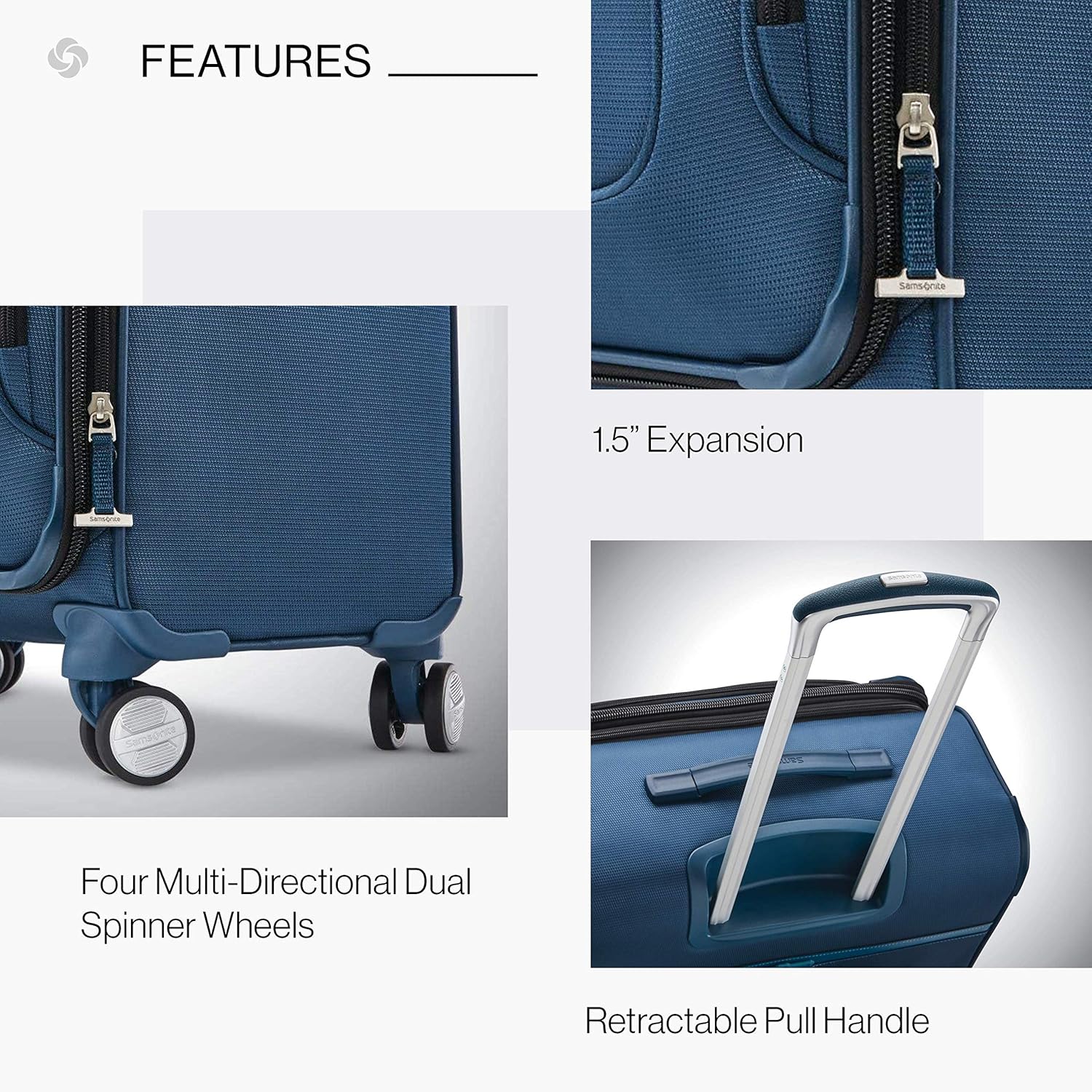 Samsonite Solyte DLX Softside Expandable Luggage with Spinner Wheels, Mediterranean Blue, Carry-On 20-Inch image 8