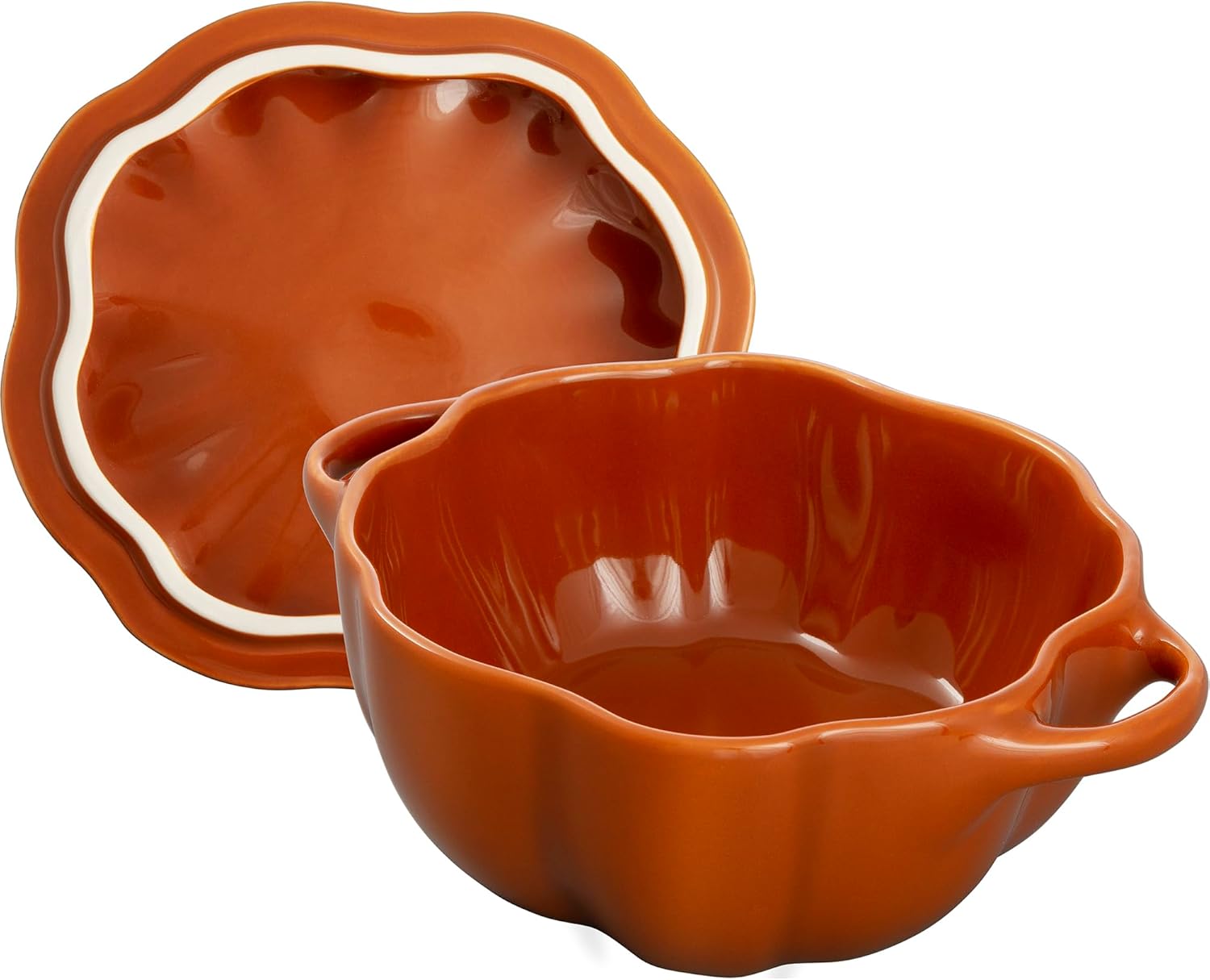 STAUB Ceramic 0.75-qt Petite Pumpkin, Oven & Stove Safe up to 572°F, Pumpkin Dish, Baking Candy Burnt Orange image 2