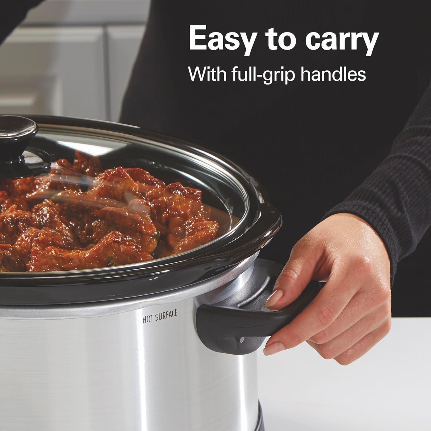 Hamilton Beach 7 Quart Programmable Slow Cooker With Flexible Easy Programming, 5 Cooking Times, Dishwasher-Safe Crock & Lid, Silver (33473) image 5