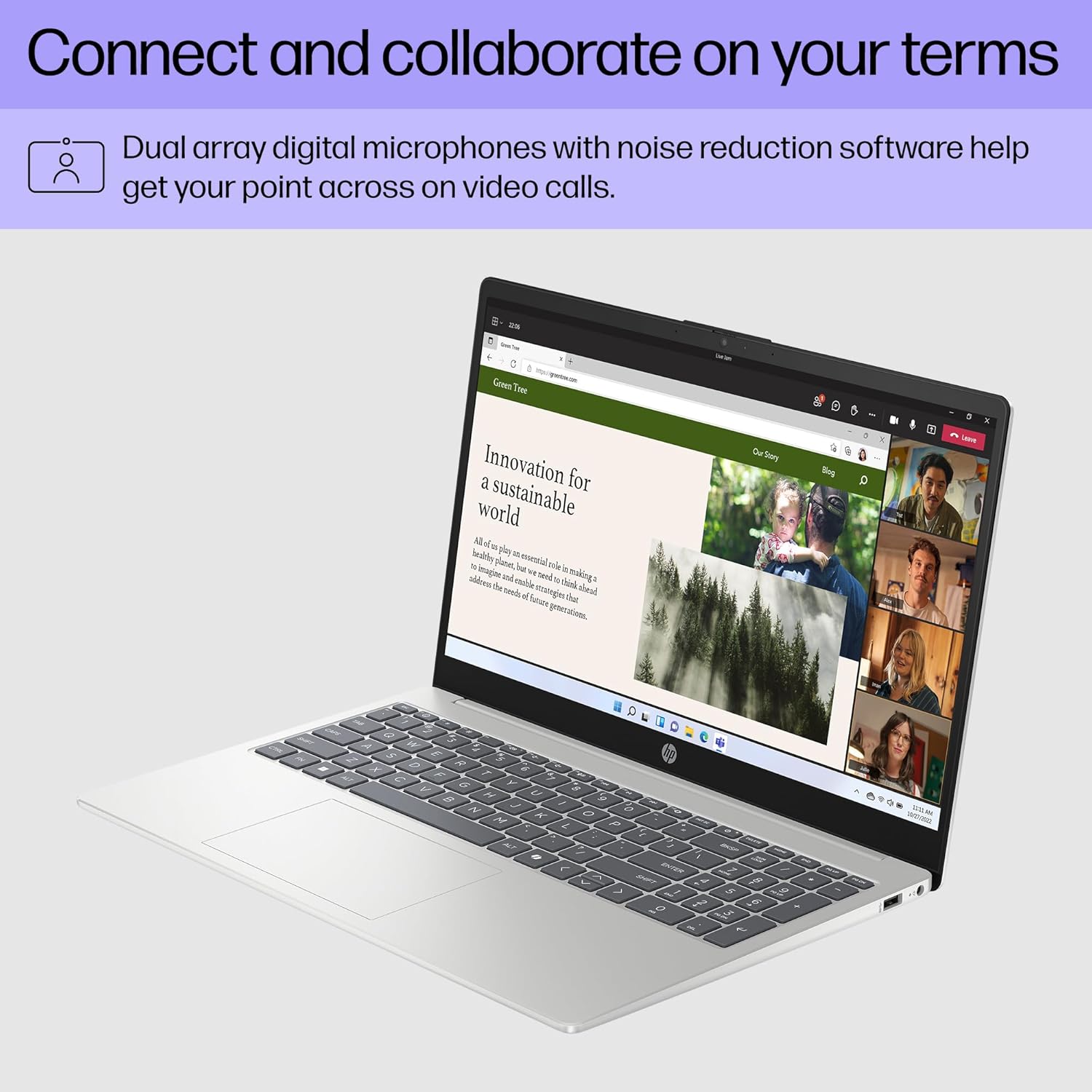 HP 15.6 inch Laptop, HD Touchscreen Display, AMD Ryzen 3 7320U, 8 GB RAM, 256 GB SSD, AMD Radeon Graphics, Windows 11 Home, Natural Silver, 15-fc0399nr image 3