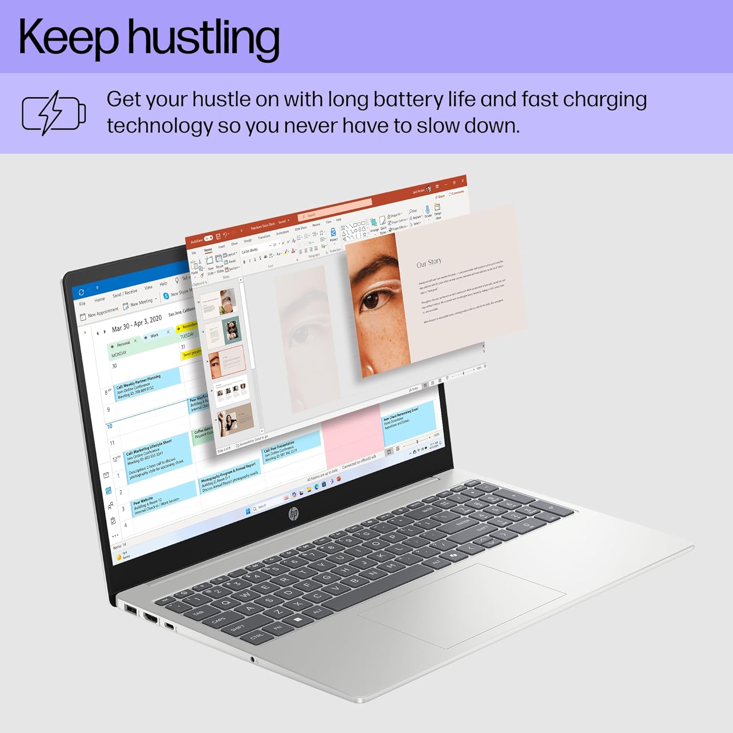 HP 15.6 inch Laptop, HD Touchscreen Display, AMD Ryzen 3 7320U, 8 GB RAM, 256 GB SSD, AMD Radeon Graphics, Windows 11 Home, Natural Silver, 15-fc0399nr image 4