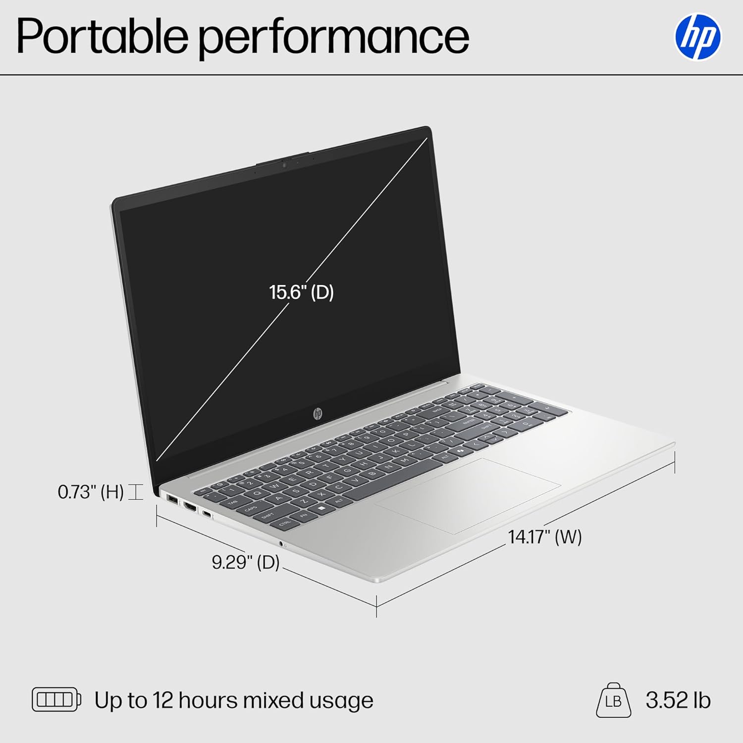 HP 15.6 inch Laptop, HD Touchscreen Display, AMD Ryzen 3 7320U, 8 GB RAM, 256 GB SSD, AMD Radeon Graphics, Windows 11 Home, Natural Silver, 15-fc0399nr image 5