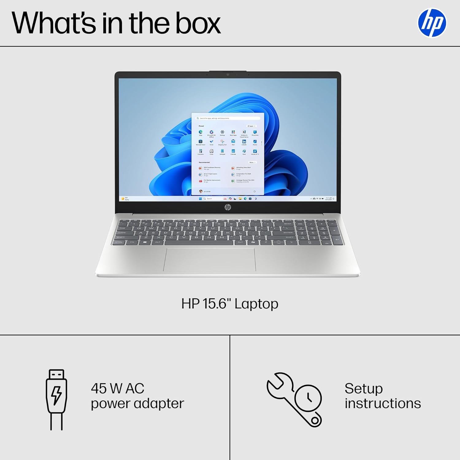 HP 15.6 inch Laptop, HD Touchscreen Display, AMD Ryzen 3 7320U, 8 GB RAM, 256 GB SSD, AMD Radeon Graphics, Windows 11 Home, Natural Silver, 15-fc0399nr image 9