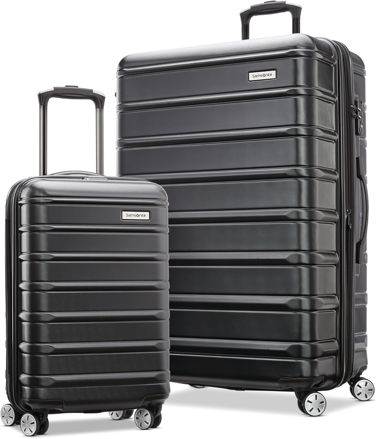 Samsonite Omni 2-2 Piece 19/28 Hardside Luggage with 360° Spinner Wheels - Scratch Resistant Hardshell - TSA, Airline-Approved - Expandable Polycarbonate Lightweight - Midnight Black image 1