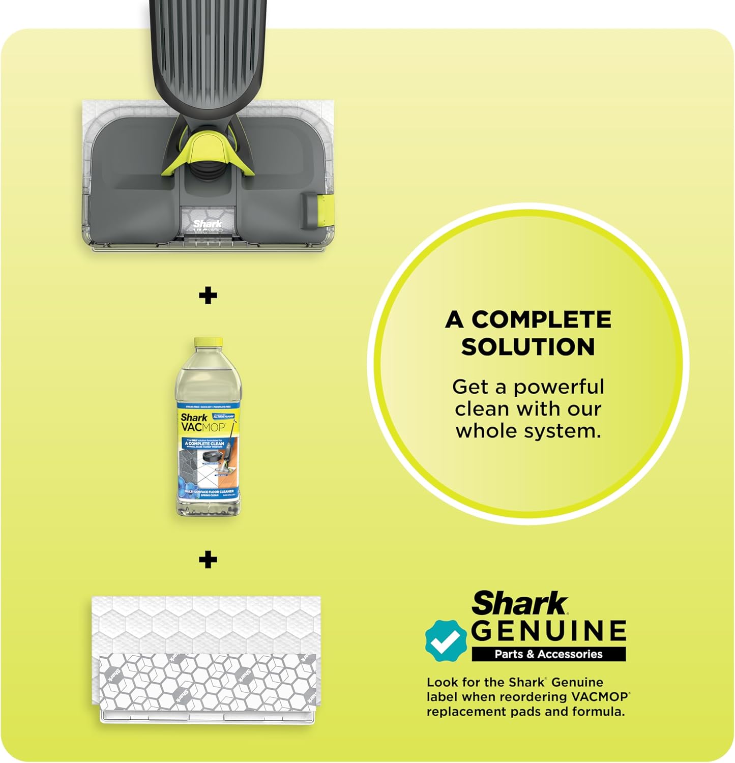 Shark VACMOP Cordless Hard Floor Cleaner, Vacuum and Spray Mop, Powerful Suction, Lightweight, LED Headlights, Includes 4 Disposable Pads, 12oz Multi-surface Cleaning Solution, Gray, VM252 image 6