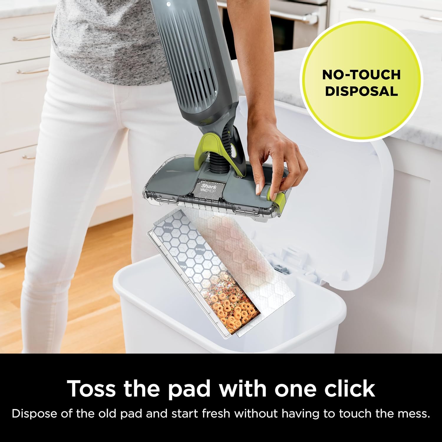 Shark VACMOP Cordless Hard Floor Cleaner, Vacuum and Spray Mop, Powerful Suction, Lightweight, LED Headlights, Includes 4 Disposable Pads, 12oz Multi-surface Cleaning Solution, Gray, VM252 image 7