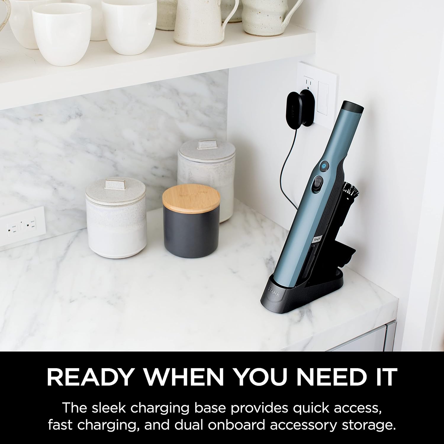Shark WV201BLBRN WANDVAC Cordless Hand Vac, Lightweight and Portable at 1.4 lbs. with Powerful Suction, Charging Dock, One-Touch Empty for Car & Home, Cove Blue image 2