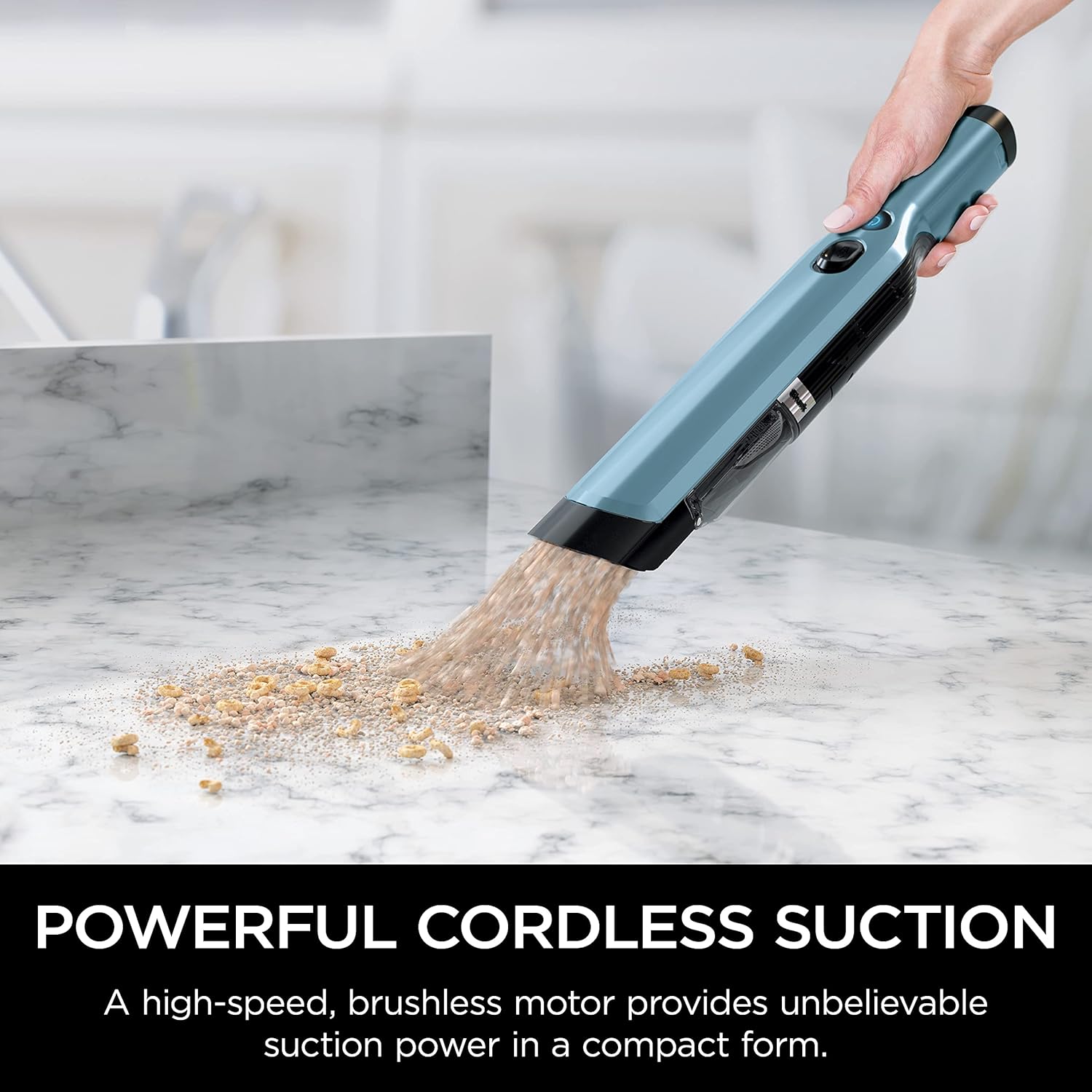 Shark WV201BLBRN WANDVAC Cordless Hand Vac, Lightweight and Portable at 1.4 lbs. with Powerful Suction, Charging Dock, One-Touch Empty for Car & Home, Cove Blue image 3