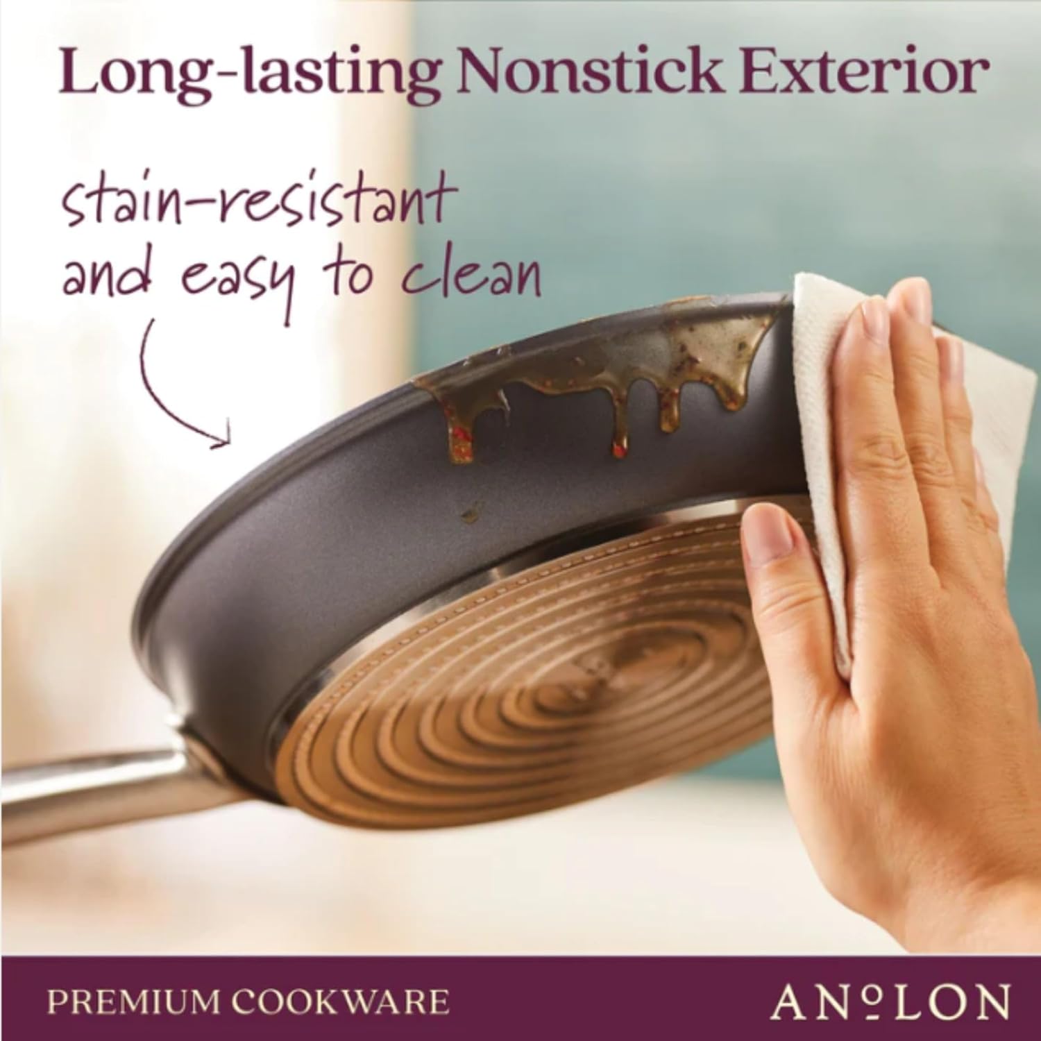Anolon Accolade Forged Hard Anodized Nonstick Frying Pans/Skillet Set, 10 Inch and 12 Inch - Moonstone Gray image 5