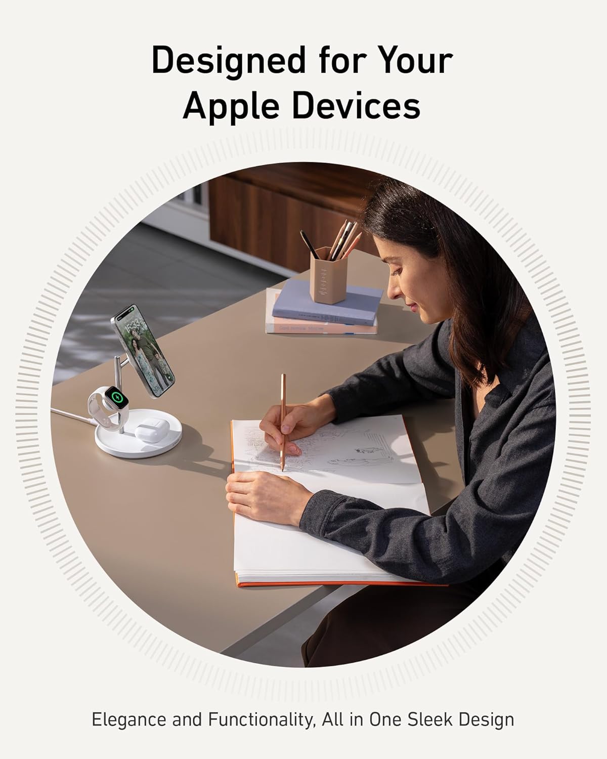 Anker MagSafe Charger Stand, iPhone 17 Wireless Charging Station, MagGo 3 in 1 Charging Station, Qi2 Certified 15W Wireless Charger, Desk Accessory, for iPhone 17/16/15/14/13/12, Apple Watch, AirPods image 3