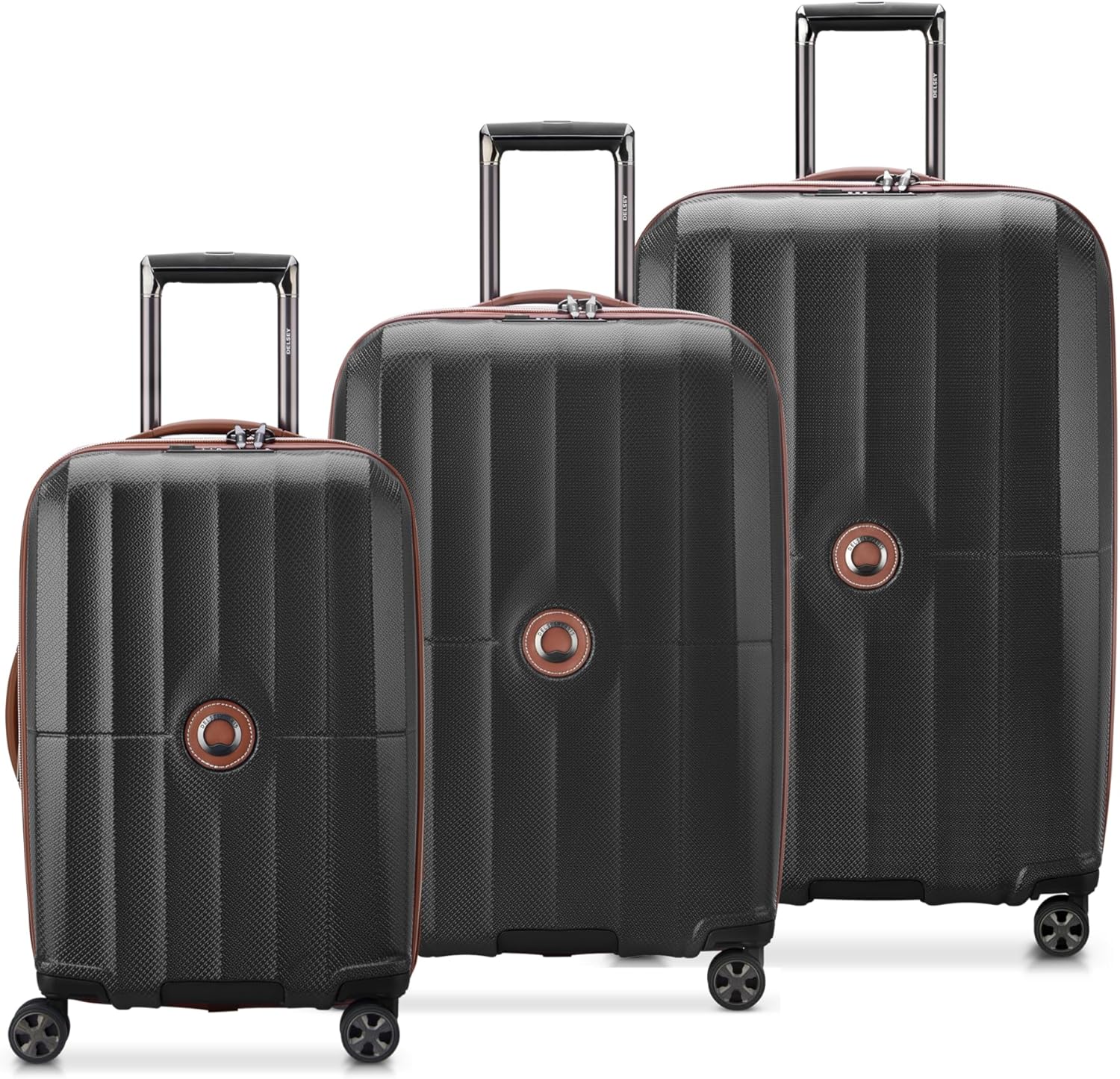 DELSEY PARIS Carrousel Hardside Expandable Luggage with Spinner Wheels, Black, 3 Piece Set image 1