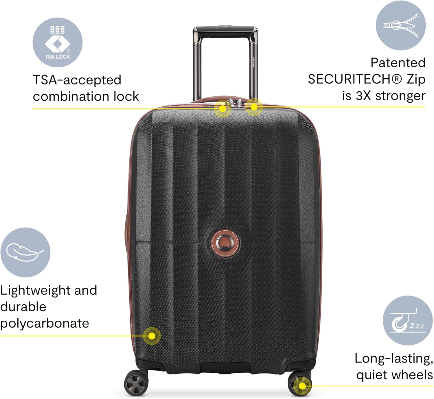 DELSEY PARIS Carrousel Hardside Expandable Luggage with Spinner Wheels, Black, 3 Piece Set image 2