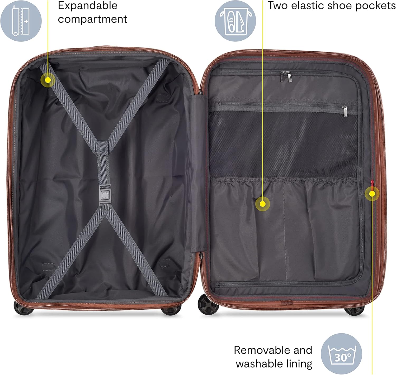 DELSEY PARIS Carrousel Hardside Expandable Luggage with Spinner Wheels, Black, 3 Piece Set image 3