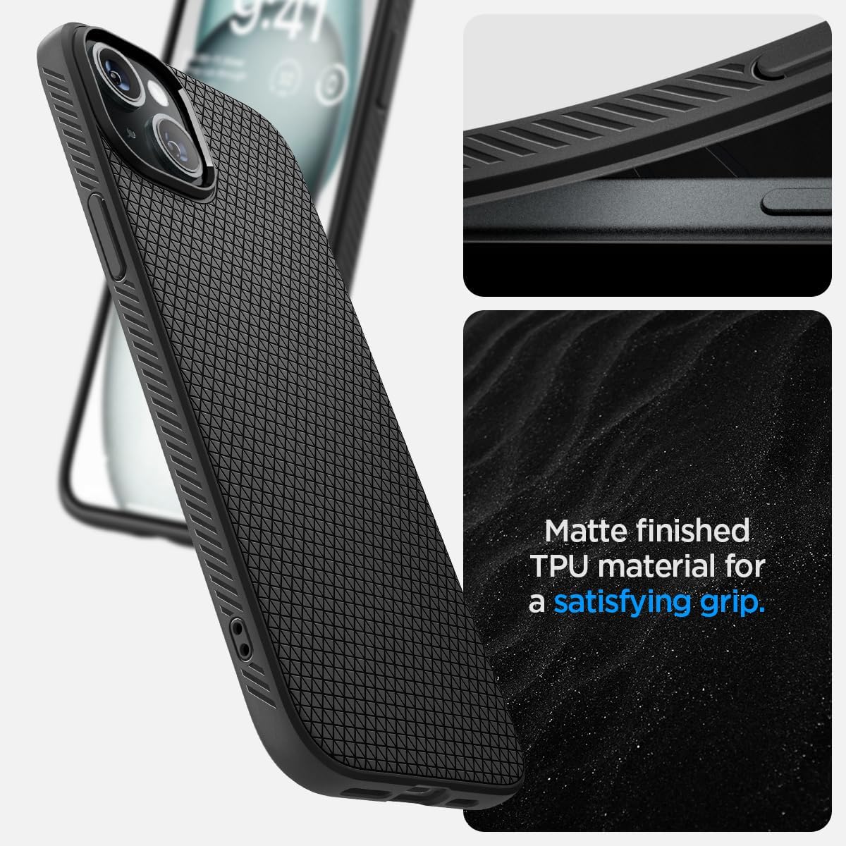 Spigen Liquid Air Designed for iPhone 15 Case (2023) [Military-Grade Protection] - Matte Black image 4