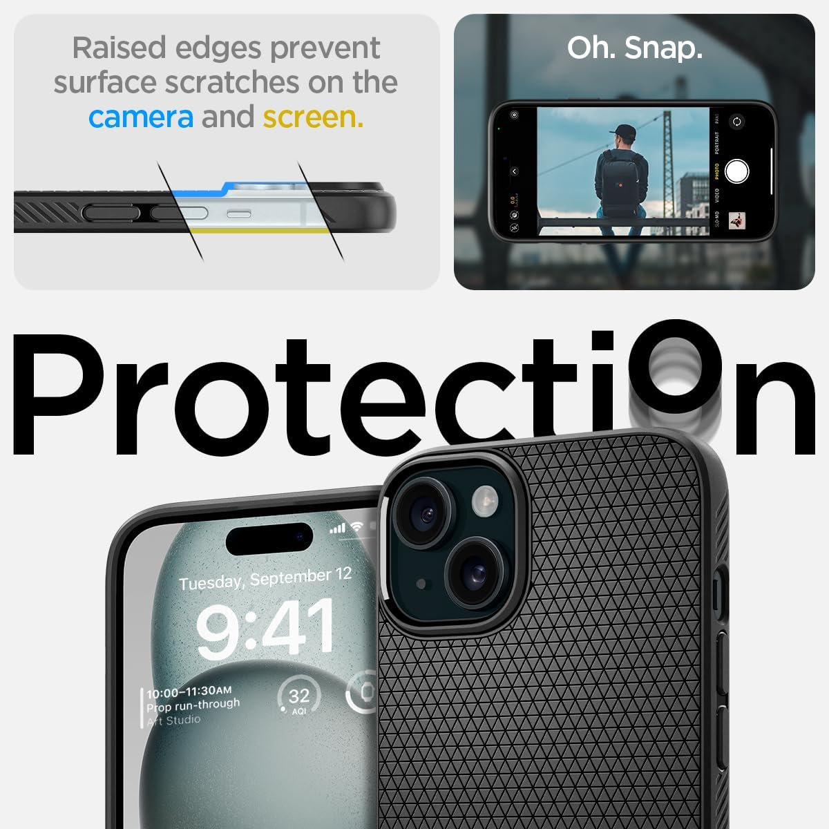 Spigen Liquid Air Designed for iPhone 15 Case (2023) [Military-Grade Protection] - Matte Black image 5