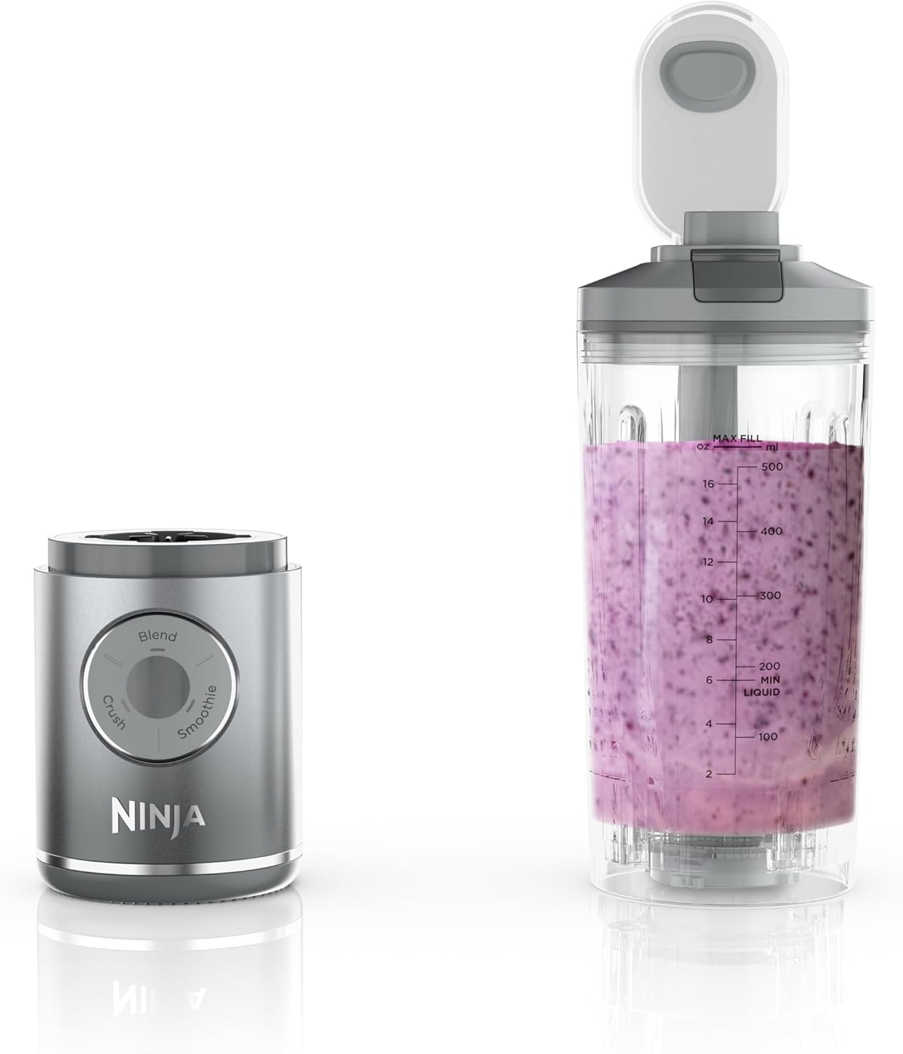 Ninja Blast Max, Portable Blender + Twist & Go, Personal Smoothie, Blend, Ice Crush, 3 Programs, Cordless, 22 oz removable Vessel, Dishwasher Safe, Leakproof, Silver, BC251SL image 1