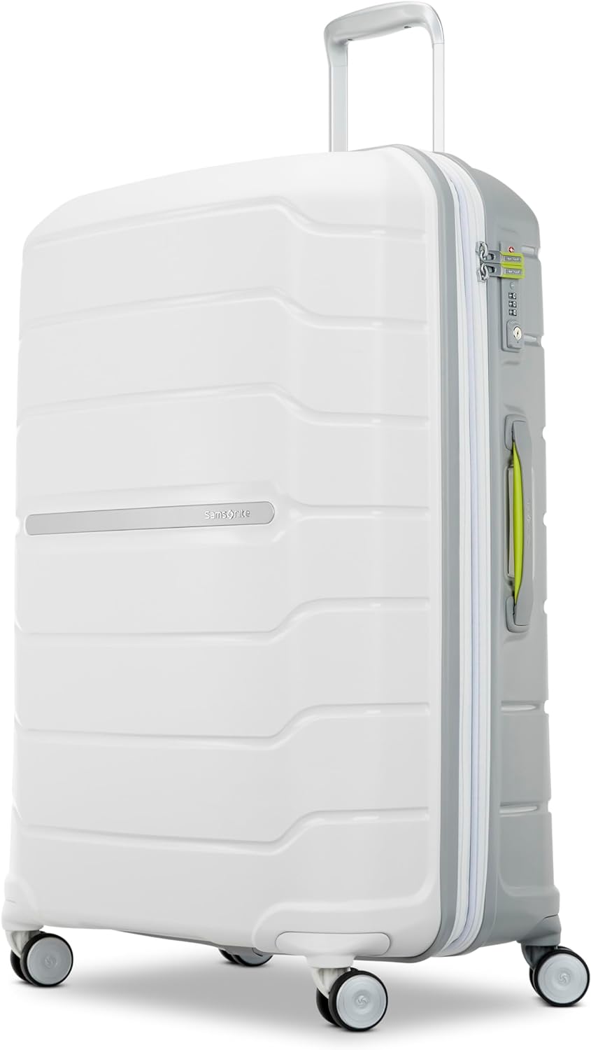 Samsonite Freeform 28-Inch Large Luggage with Dual 360° Spinner Wheels - Checked Suitcase - TSA Lock, Airline-Approved - Lightweight Durable Polypropylene Expandable Hardshell - White/Grey image 1