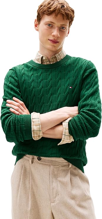 Tommy Hilfiger Men's Cable Knit Crewneck Sweater Lightweight Pullover image 1