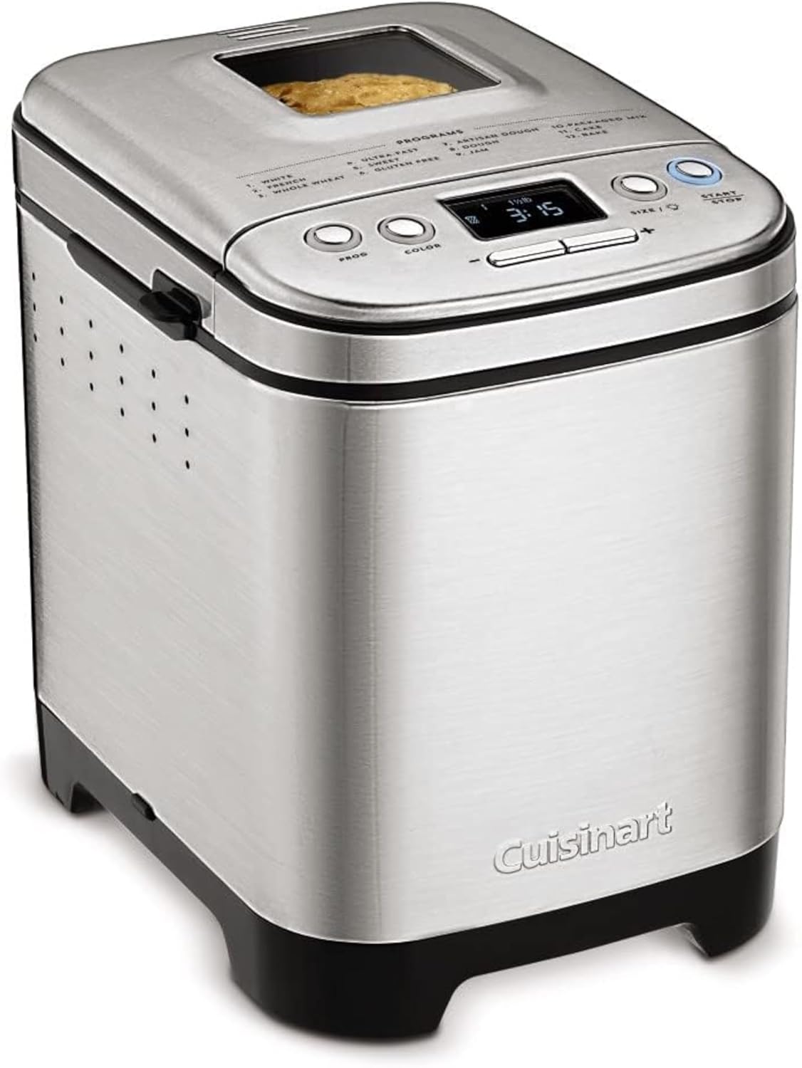 Cuisinart Bread Maker Machine, Stainless Steel Automatic Bread Machine with 12 Menu Options, 3 Loaf Sizes up to 2 Lb., 3 Crust Colors, Removable Nonstick Baking Pan & Kneading Paddle, CBK-110NAS image 1