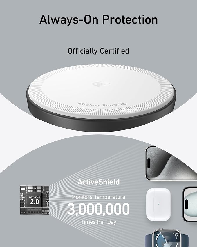 Anker MagSafe Charger Stand Compatible, iPhone 17 MagGo 3 in 1 Wireless Charging Station,Qi2 Certified 15W Wireless Charger, Desk Accessory, for iPhone 15/14/13/12 Series Apple Watch, AirPods image 6