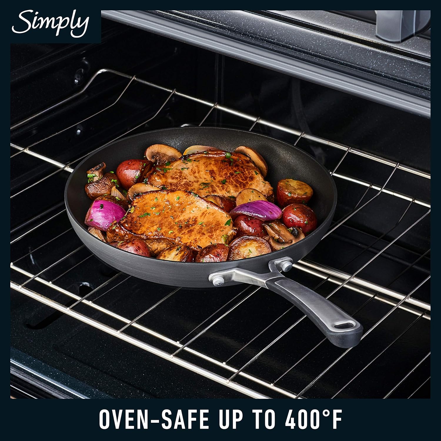 Calphalon 10-Piece Non-Stick Kitchen Cookware Set Black Pots & Pans with Stay-Cool Stainless Steel Handles Hard-Anodized Aluminum for Even Heating image 6