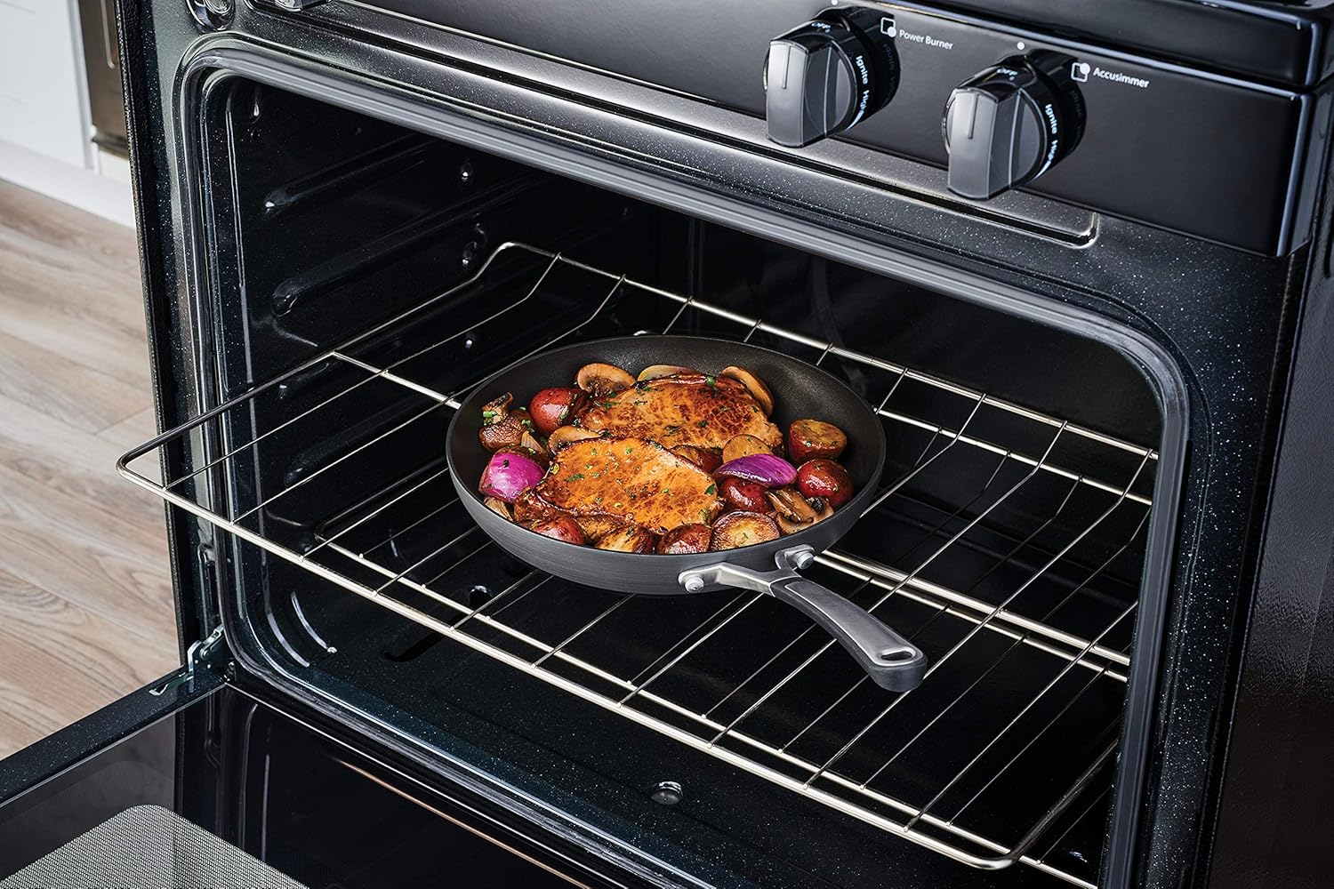 Calphalon 10-Piece Non-Stick Kitchen Cookware Set Black Pots & Pans with Stay-Cool Stainless Steel Handles Hard-Anodized Aluminum for Even Heating image 7