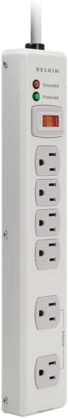 Belkin 6-Outlet Metal Power Strip Surge Protector, 6ft, Beige image 1