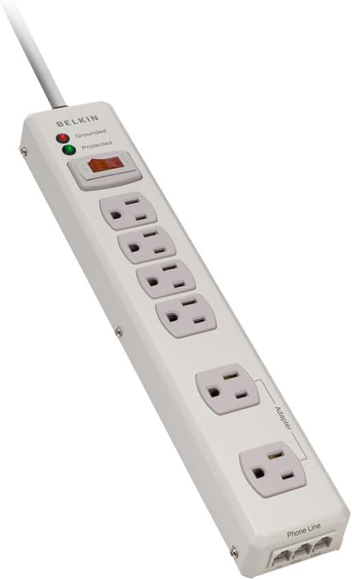 Belkin 6-Outlet Metal Power Strip Surge Protector, 6ft, Beige image 2