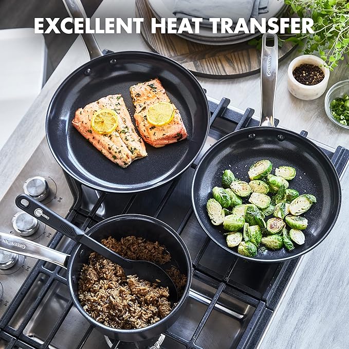 GreenPan Chatham Black Prime Midnight Hard Anodized Healthy Ceramic Nonstick 11 Piece Cookware Pots and Pans Set, PFAS-Free, Dishwasher Safe, Oven Safe, Black image 4