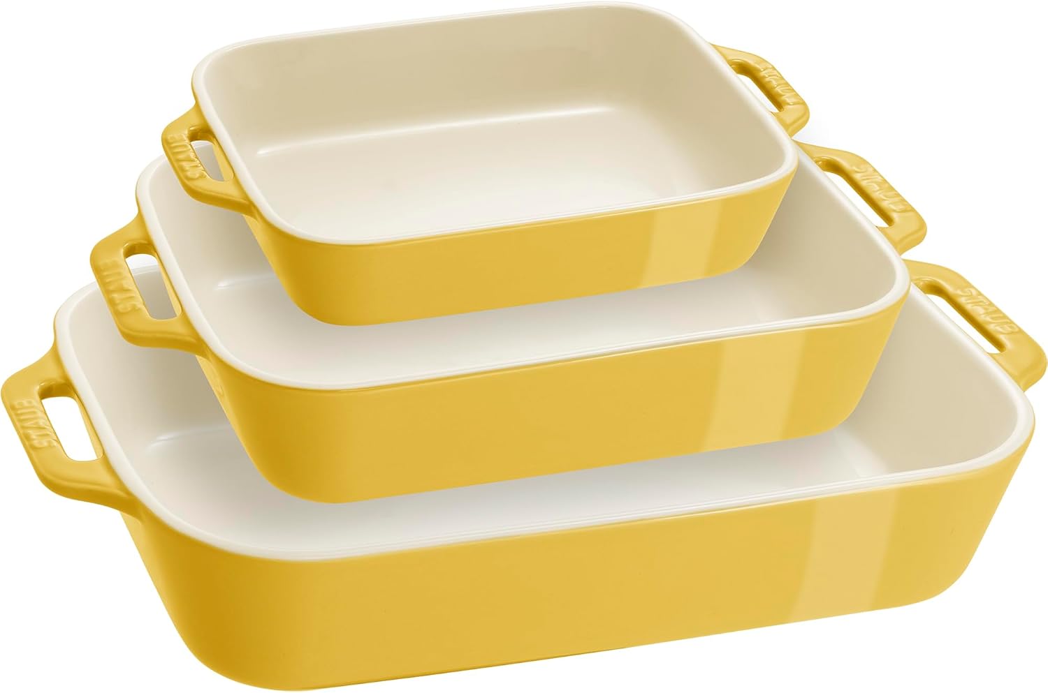 STAUB Ceramic 3-pc Rectangular Baking Dish Set - Citron image 1