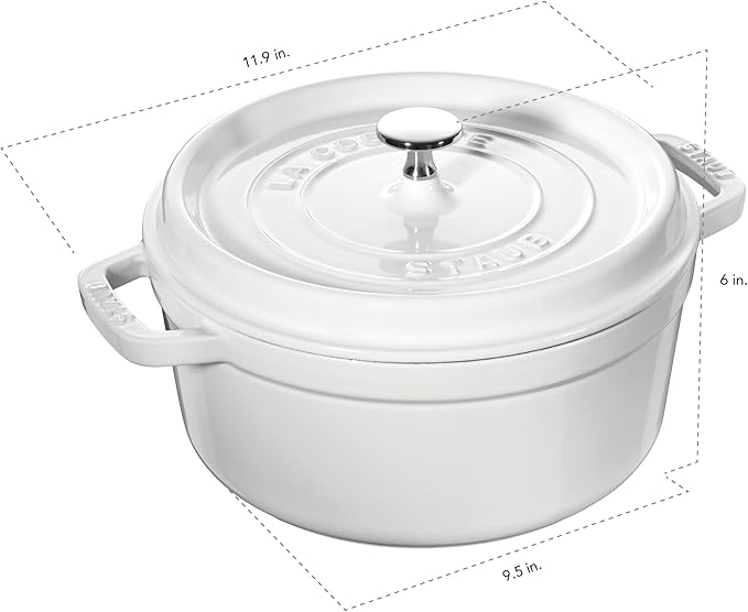STAUB Cast Iron Dutch Oven 4-qt Round Cocotte, Made in France, Serves 3-4, White image 3