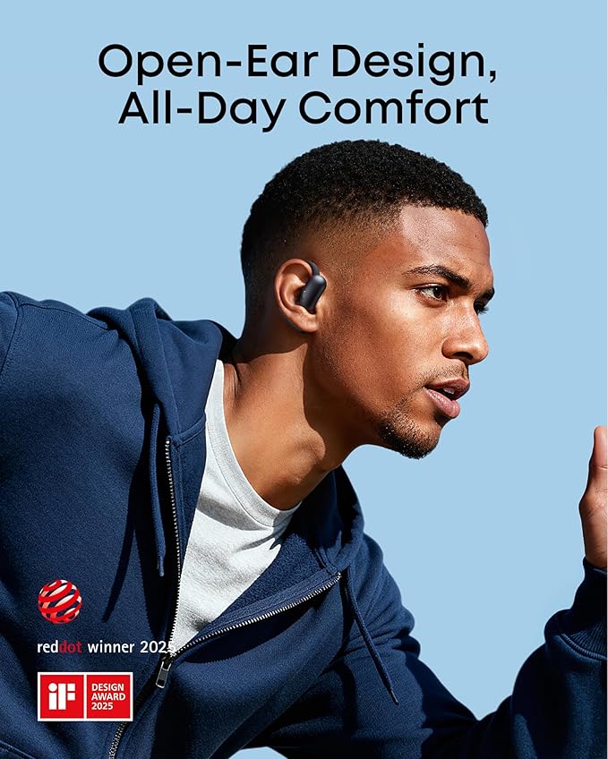 Soundcore AeroFit 2 by Anker, Open-Ear Headphones, Real-Time Translation Earbuds, 4 Adjustable Positions for Every Ear Size, 2× Richer Bass, Hi-Res, 42H Playtime, IP55,AI Clear Calls,Wireless Charging image 2