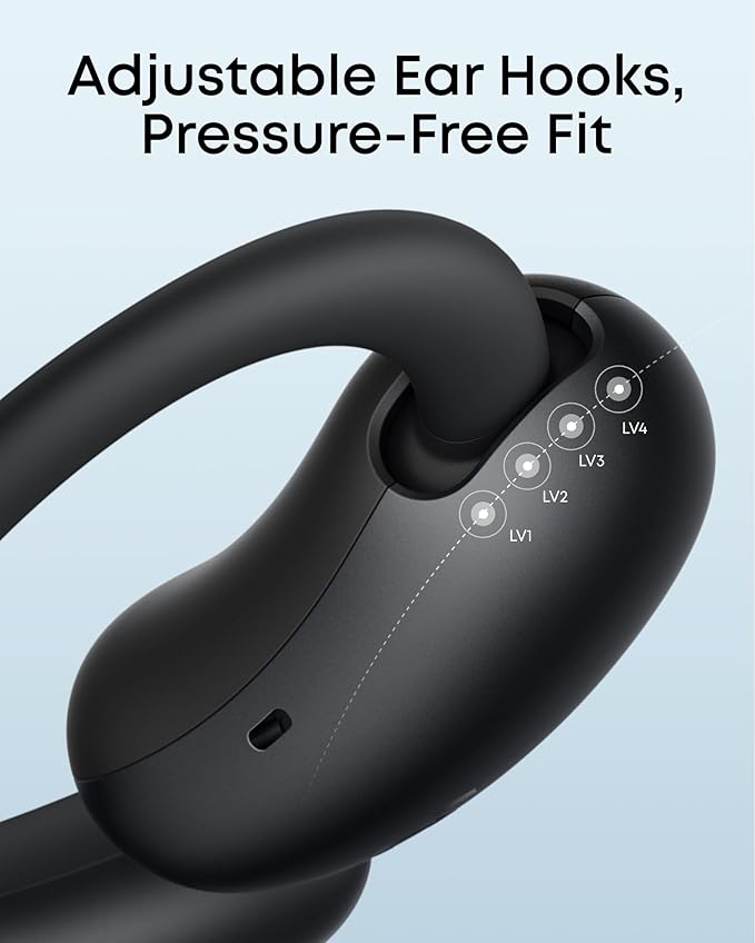 Soundcore AeroFit 2 by Anker, Open-Ear Headphones, Real-Time Translation Earbuds, 4 Adjustable Positions for Every Ear Size, 2× Richer Bass, Hi-Res, 42H Playtime, IP55,AI Clear Calls,Wireless Charging image 3